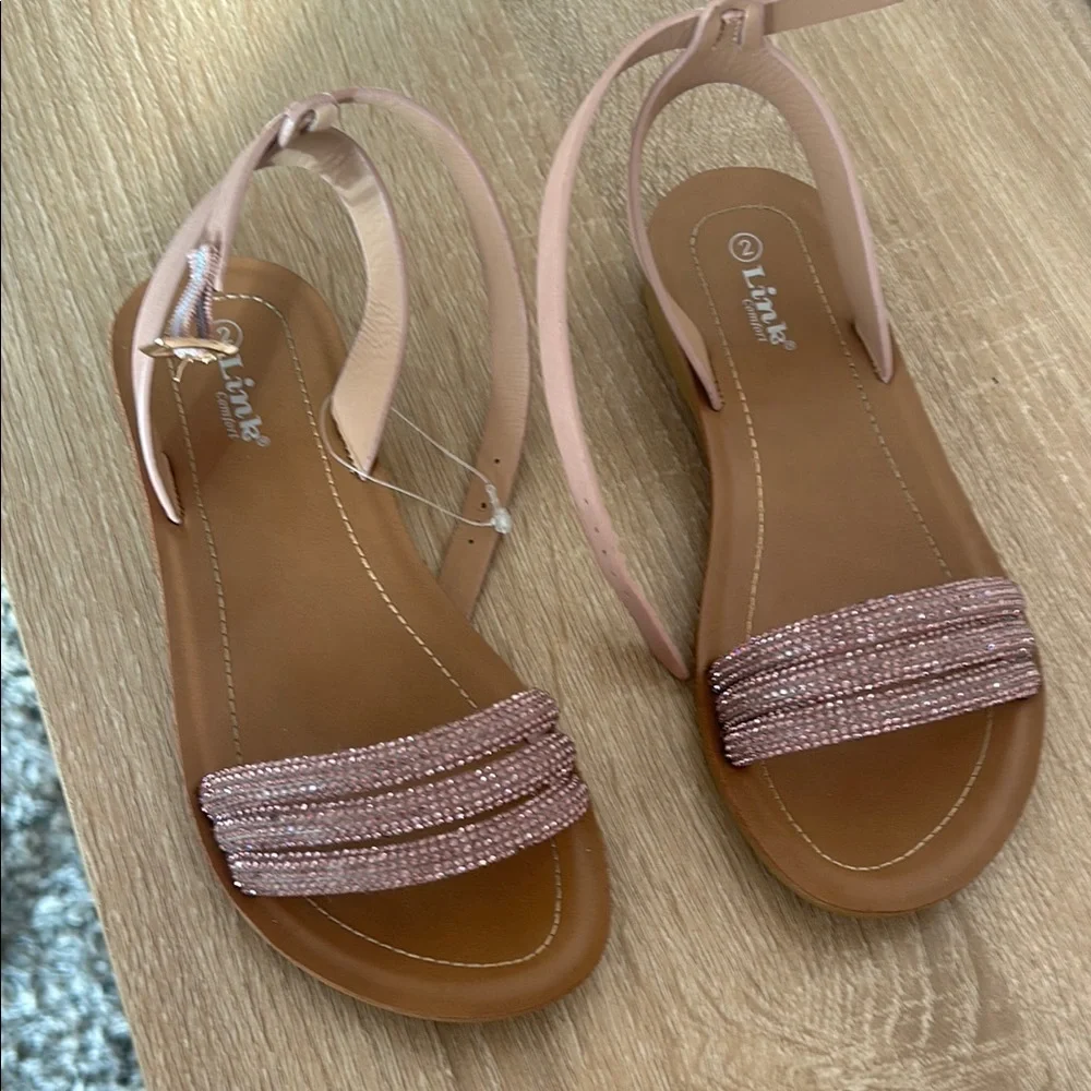 Girls kids Pink sparkler Sandals size 2y childrens summer straps